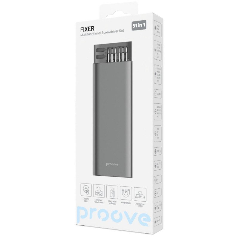 Многофункциональный набор отверток Proove Fixer 51in1 Gray Многофункциональный набор отверток Proove Fixer 51in1 Gray