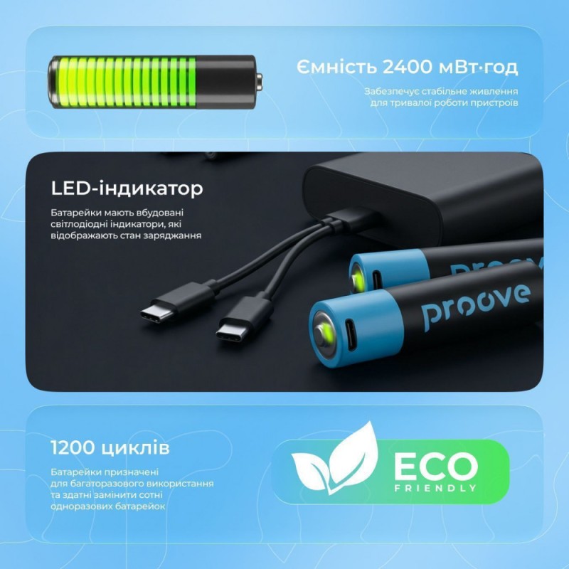 Акумуляторні батарейки Proove Compact Energy AA 2 шт Black