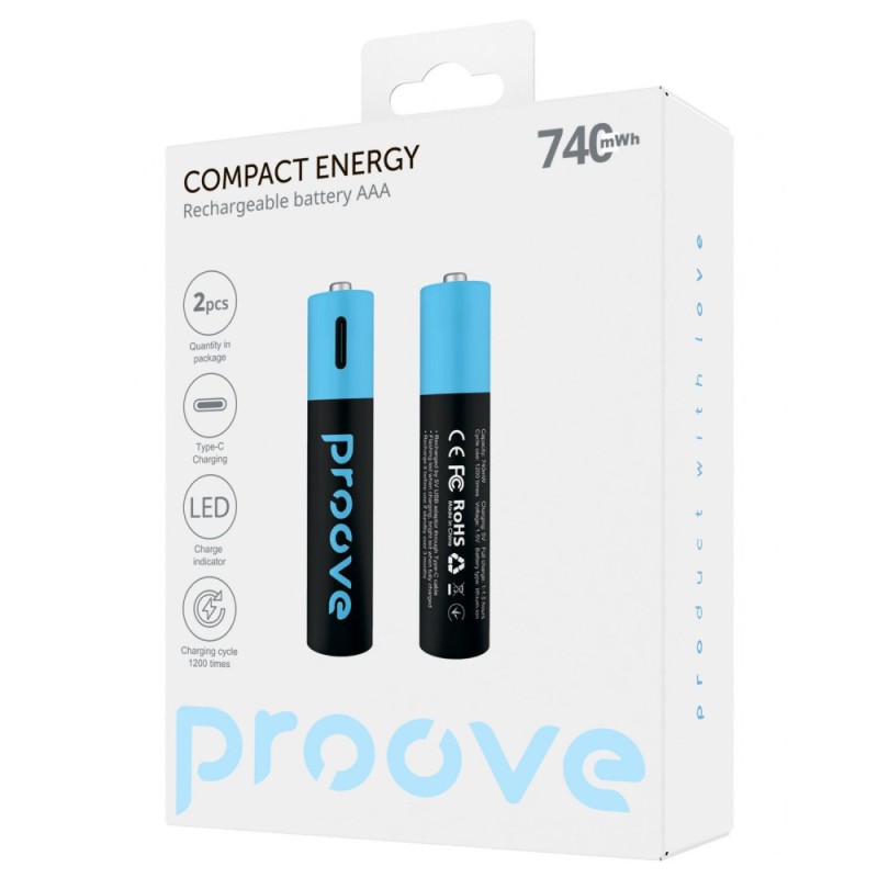 Rechargeable batteries Proove Compact Energy AAA 2 pcs Black Rechargeable batteries Proove Compact Energy AAA 2 pcs Black