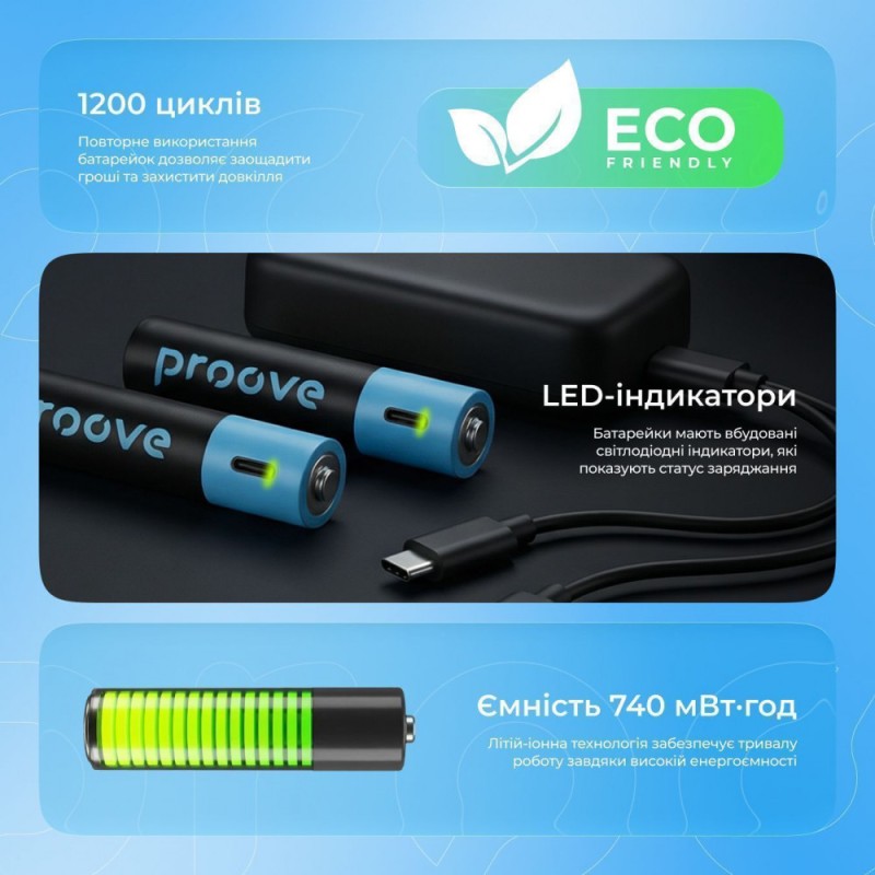 Rechargeable batteries Proove Compact Energy AAA 2 pcs Black Rechargeable batteries Proove Compact Energy AAA 2 pcs Black