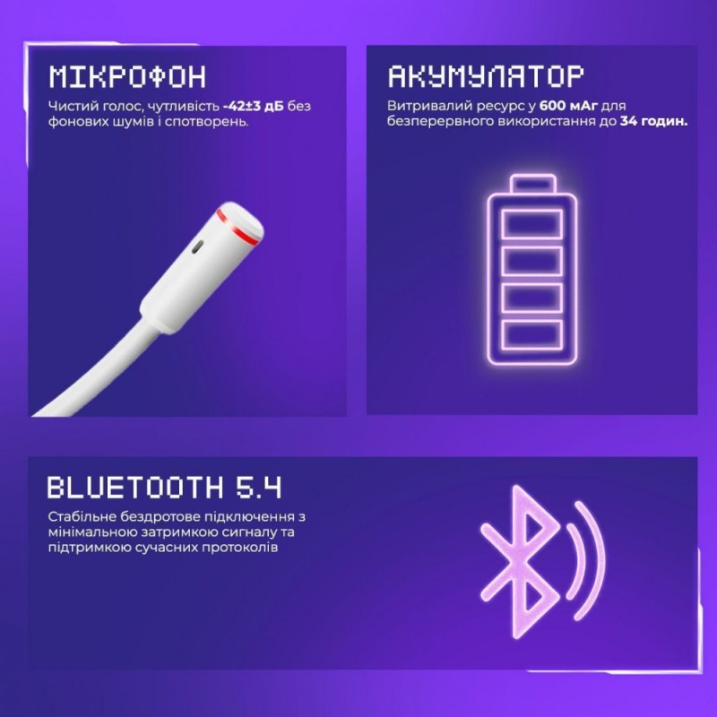 Бездротова ігрова гарнітура Proove Gaming Bliss (APP) White Бездротова ігрова гарнітура Proove Gaming Bliss (APP) White