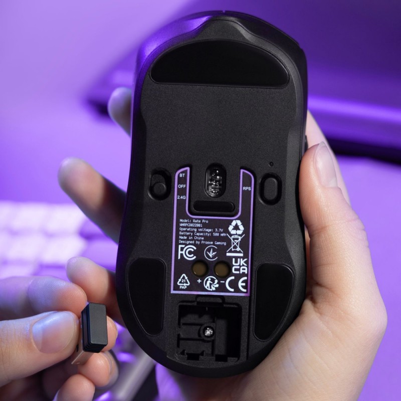 Proove Gaming Rate Pro Wireless Gaming Mouse with Charging Dock Black