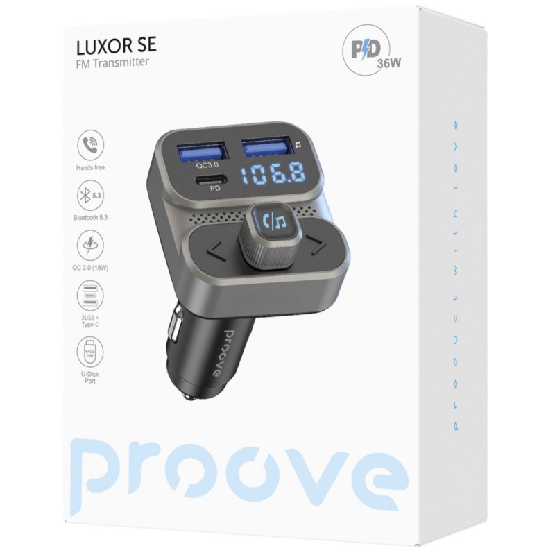 AZP Proove FM Launcher Luxor SE 36W (PD+QC3.0) Type-C+USB Gray