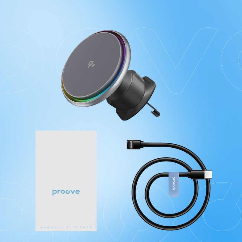 Car holder with Wireless Charger Proove IceCore QI2 15W Gray