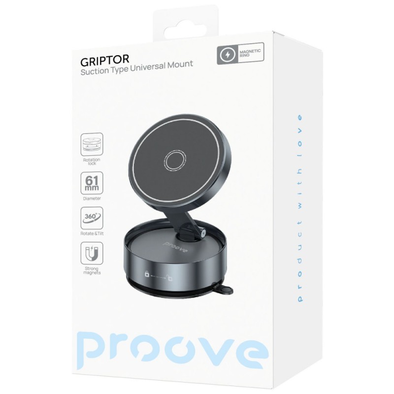 Автомобільний тримач Proove Griptor Suction Type Universal Mount Gray Автомобільний тримач Proove Griptor Suction Type Universal Mount Gray