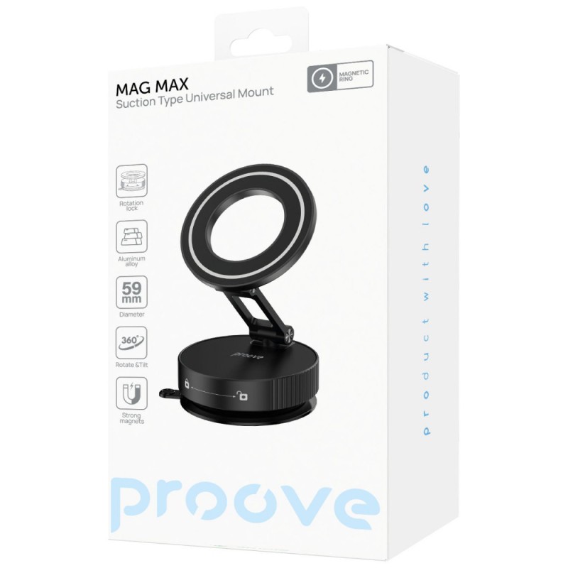 Автомобільний тримач Proove Mag Max Suction Type Universal Mount Black