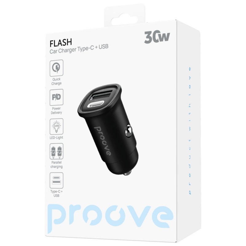 АЗУ Proove Flash 30W (Type-C+USB) Black