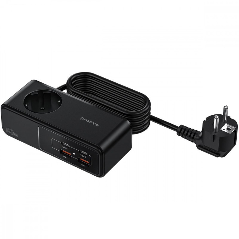 Сетевой фильтр Proove Homester Pro 65W (AC+2xType-C+2xUSB) 1.5m Black