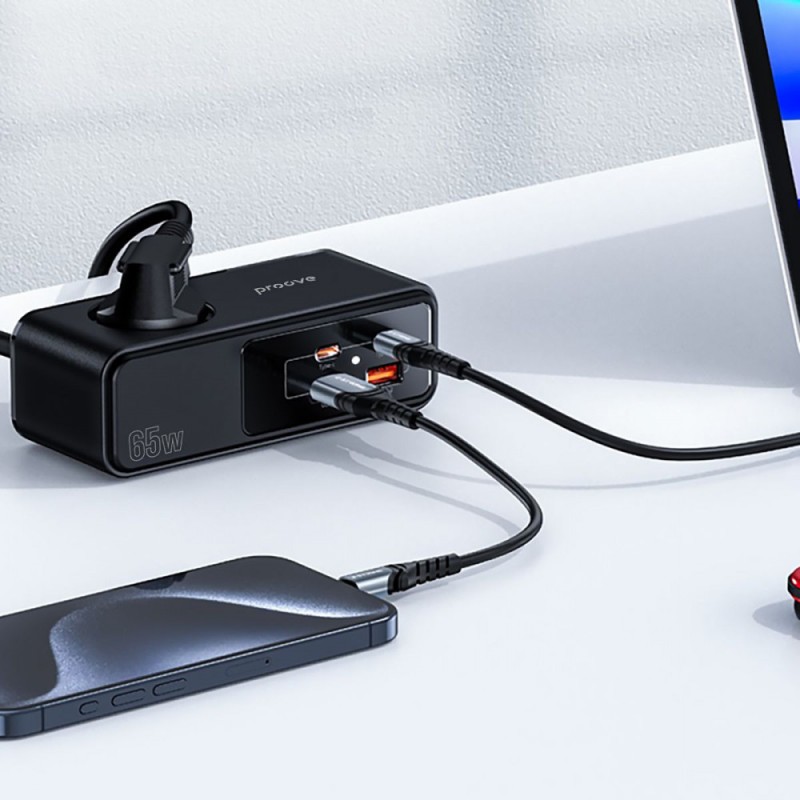Сетевой фильтр Proove Homester Pro 65W (AC+2xType-C+2xUSB) 1.5m Black