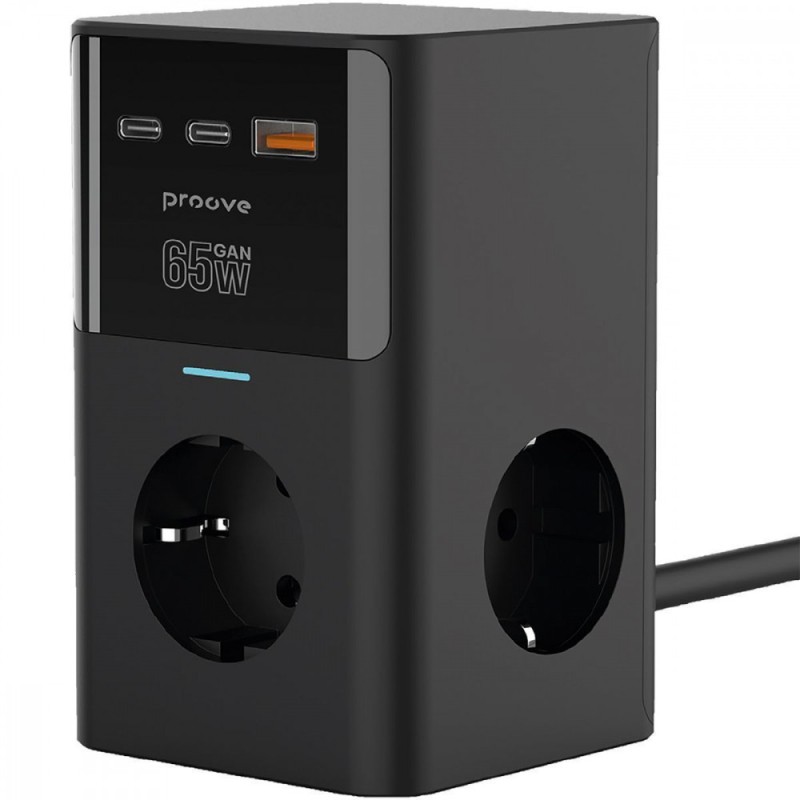 Сетевой фильтр Proove Power Cube 65W (3xAC+2xType-C+1xUSB) 1.5m black