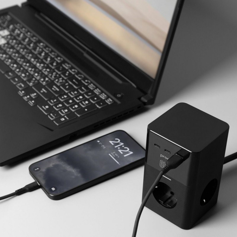 Сетевой фильтр Proove Power Cube 65W (3xAC+2xType-C+1xUSB) 1.5m black