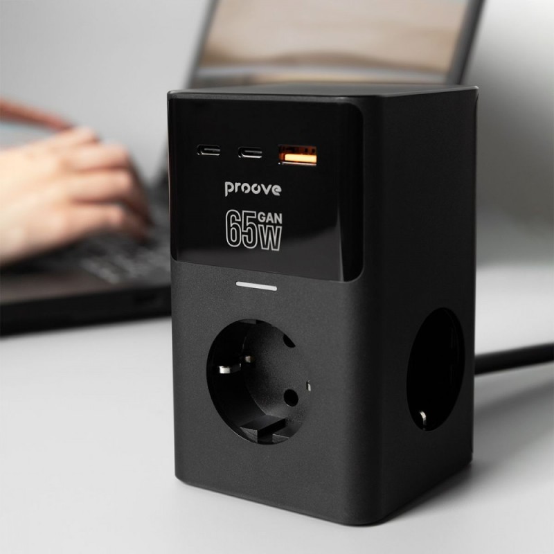 Сетевой фильтр Proove Power Cube 65W (3xAC+2xType-C+1xUSB) 1.5m black