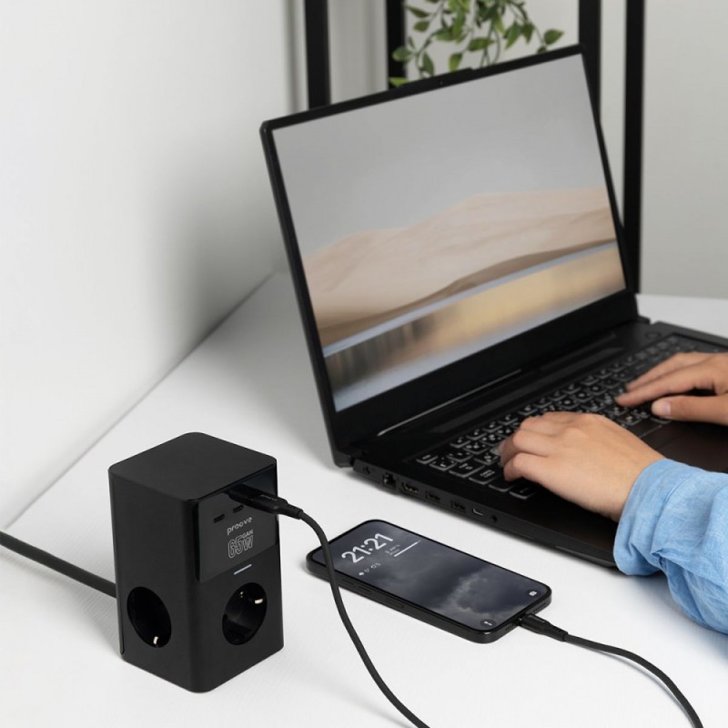 Сетевой фильтр Proove Power Cube 65W (3xAC+2xType-C+1xUSB) 1.5m black
