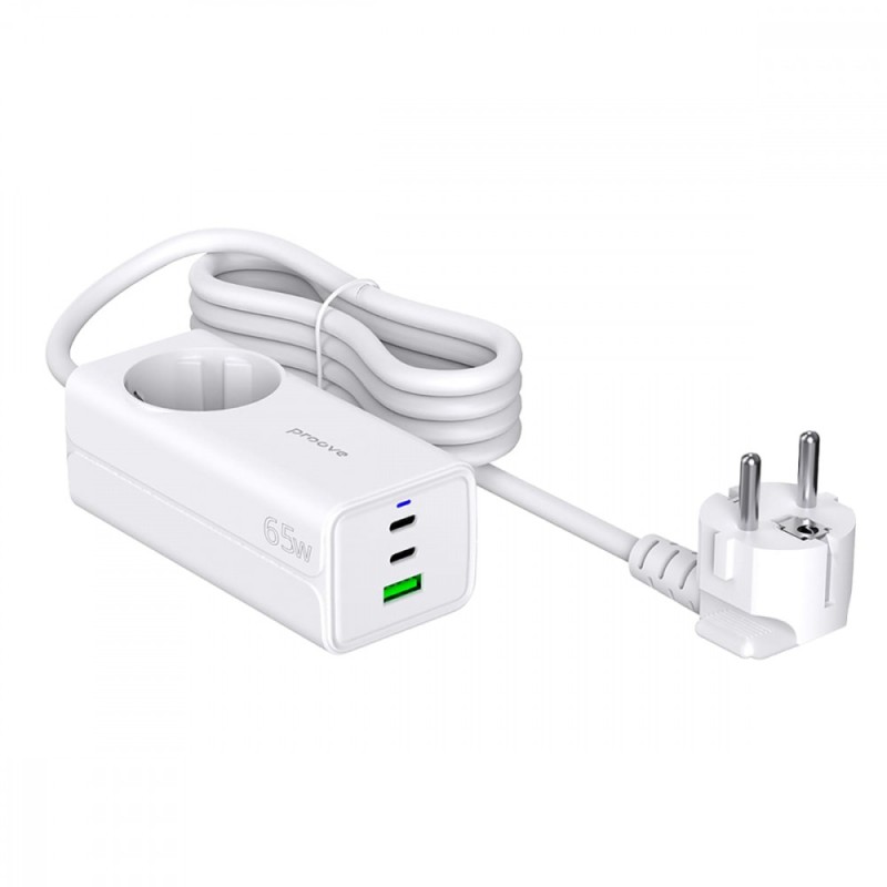 Сетевой фильтр Proove Power Strip PD-02 65W (2 Type-C + 1USB) white Сетевой фильтр Proove Power Strip PD-02 65W (2 Type-C + 1USB) white
