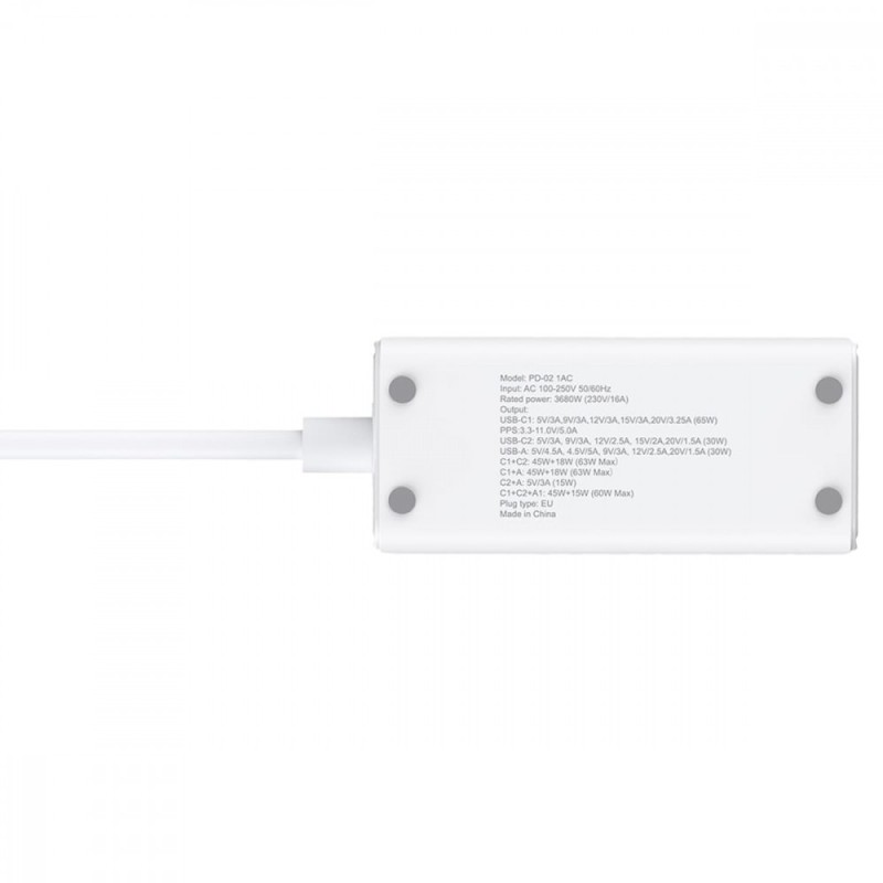 Сетевой фильтр Proove Power Strip PD-02 65W (2 Type-C + 1USB) white Сетевой фильтр Proove Power Strip PD-02 65W (2 Type-C + 1USB) white