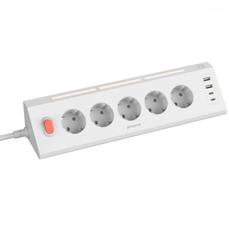Сетевой фильтр Proove Prism Socket (5xAC + 2xType-C + 2xUSB) 1.6m white Сетевой фильтр Proove Prism Socket (5xAC + 2xType-C + 2xUSB) 1.6m white