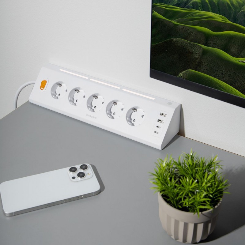 Сетевой фильтр Proove Prism Socket (5xAC + 2xType-C + 2xUSB) 1.6m white Сетевой фильтр Proove Prism Socket (5xAC + 2xType-C + 2xUSB) 1.6m white