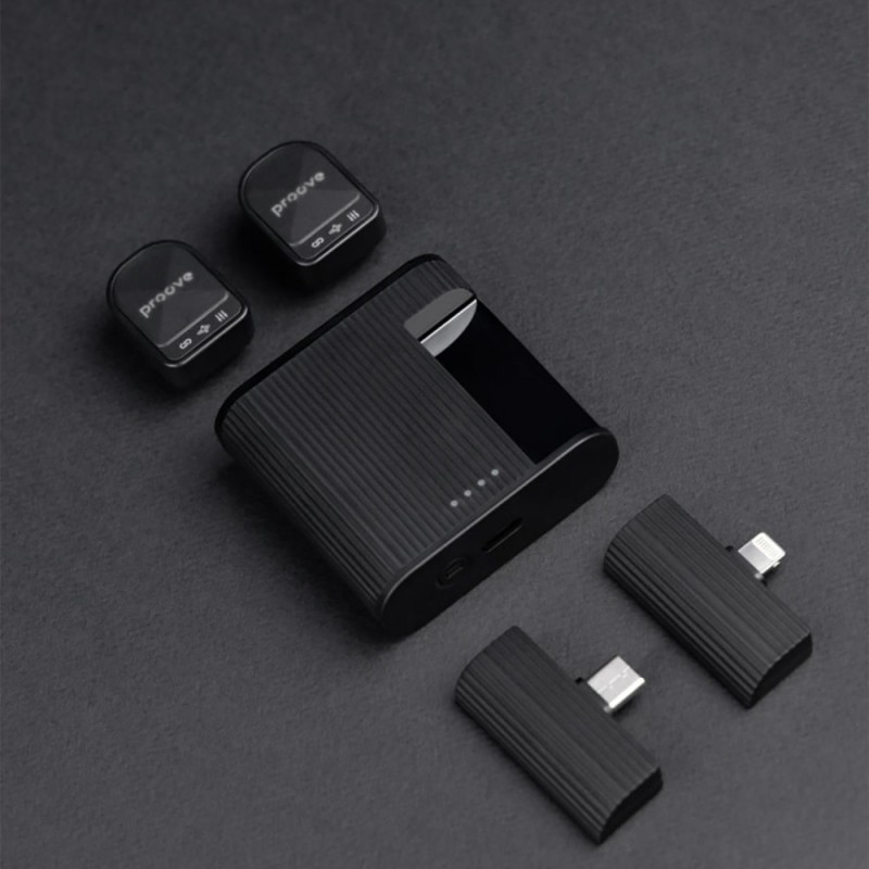 Бездротовий петличний мікрофон Proove DualCast Black для блогінгу та стрімів Бездротовий петличний мікрофон Proove DualCast Black для блогінгу та стрімів