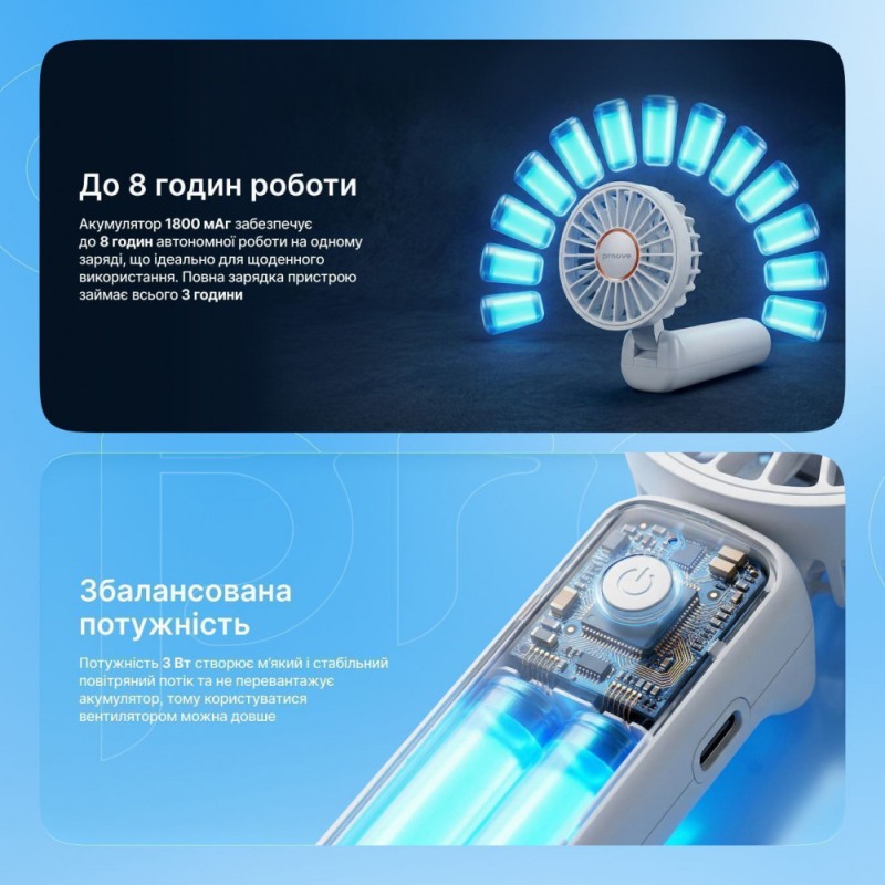 Portable Fan Proove Carlson 1800mAh White