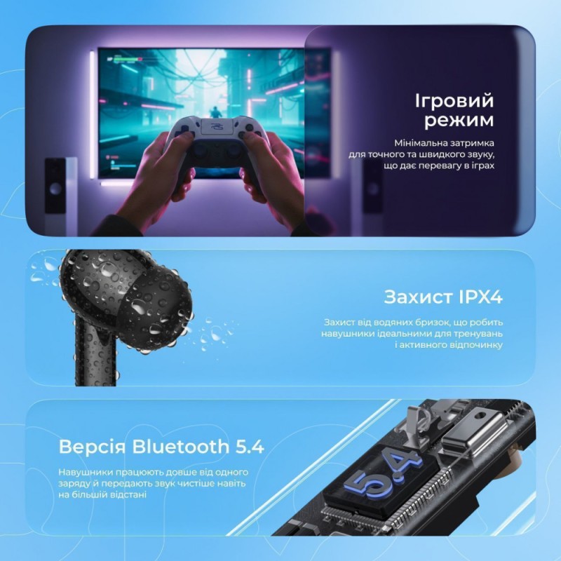 Бездротові навушники Proove Intro Pro TWS with ANC (APP) obsidian black