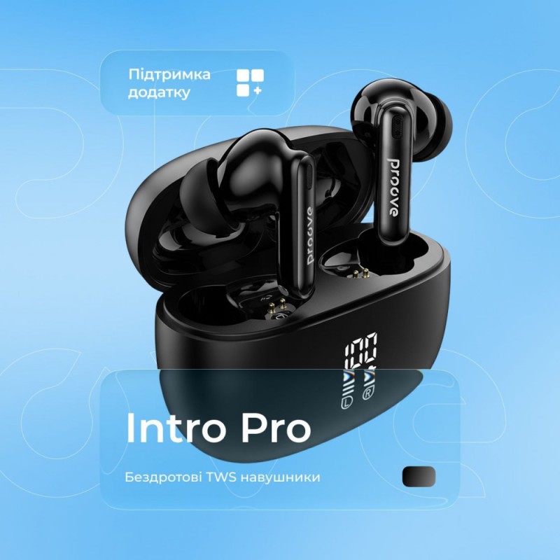 Бездротові навушники Proove Intro Pro TWS with ANC (APP) obsidian black