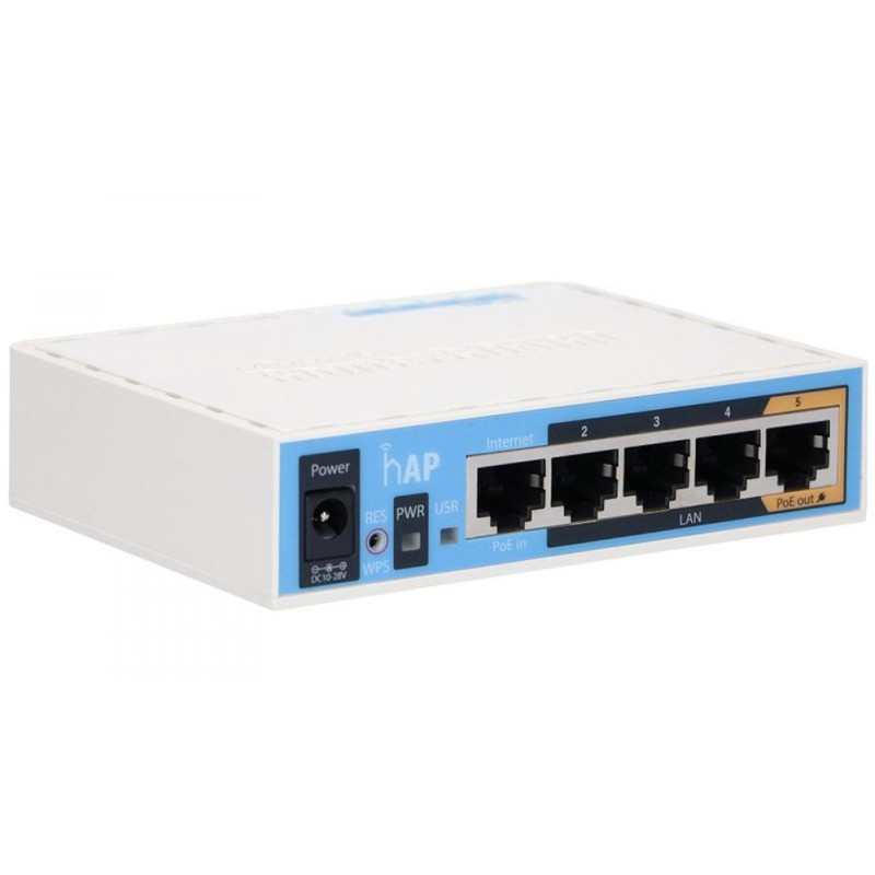 Маршрутизатор Mikrotik RB951Ui-2ND hAP with 650MHz CPU, 64MB RAM, 5xLAN, built-in 2.4Ghz 802.11b/g/n