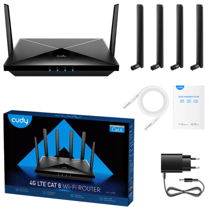 Маршрутизатор Cudy LT700, AC1200 Wi-Fi 4G LTE-Cat6 Dual Sim Gigabit Router