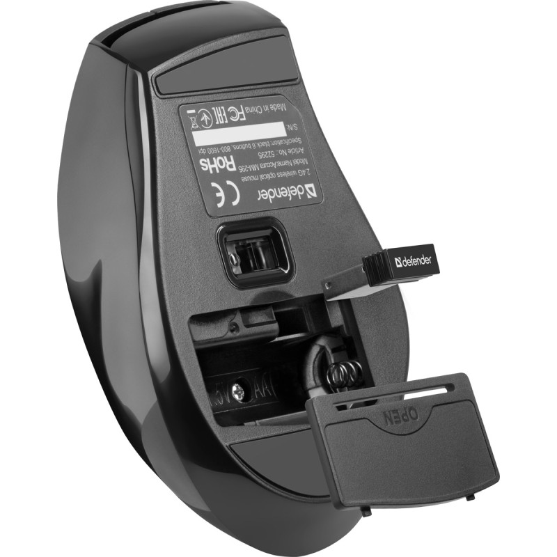 Мишка Defender Accura MM-295, бездротова,6 кн. до 1600 dpi, чорна