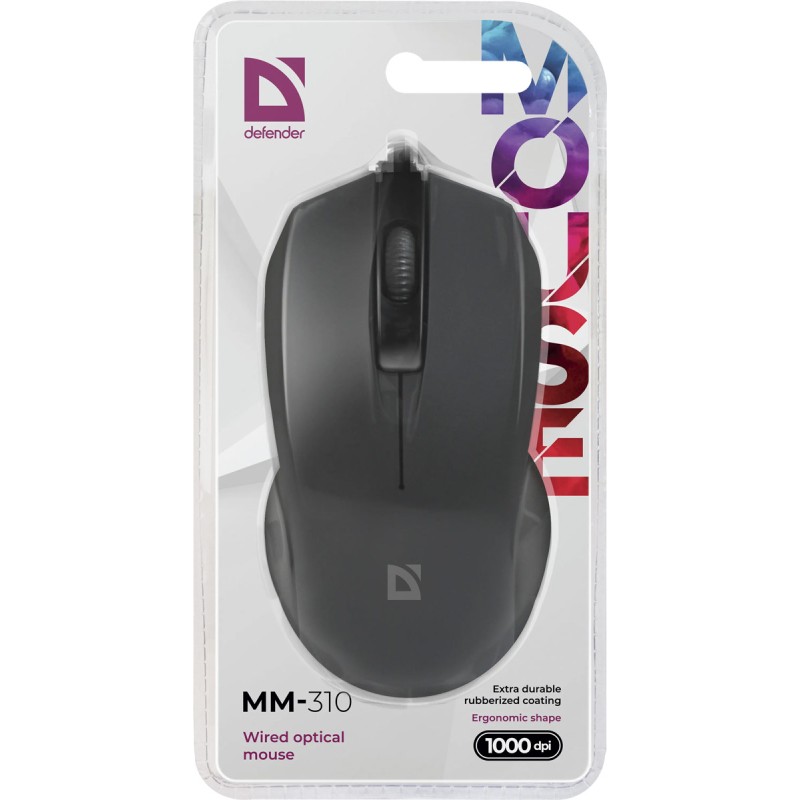 Мишка Defender #1 MM-310, 3кн., 1000 dpi, чорна