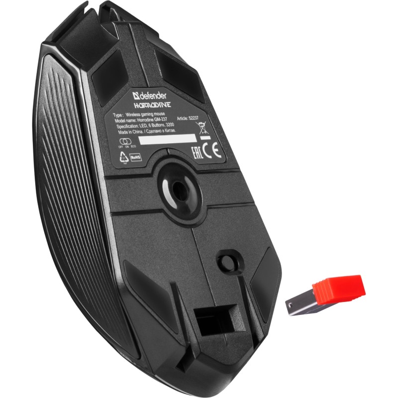 Мишка Defender Horrodine GM-237, бездротова, ігрова, 6кн., 3200 dpi., 320 mAh, чорна Мишка Defender Horrodine GM-237, бездротова, ігрова, 6кн., 3200 dpi., 320 mAh, чорна
