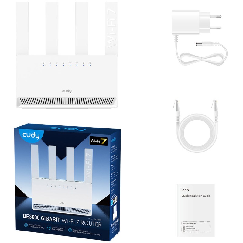 Маршрутизатор Cudy WR3600E, BE3600 Gigabit Wi-Fi 7 Router