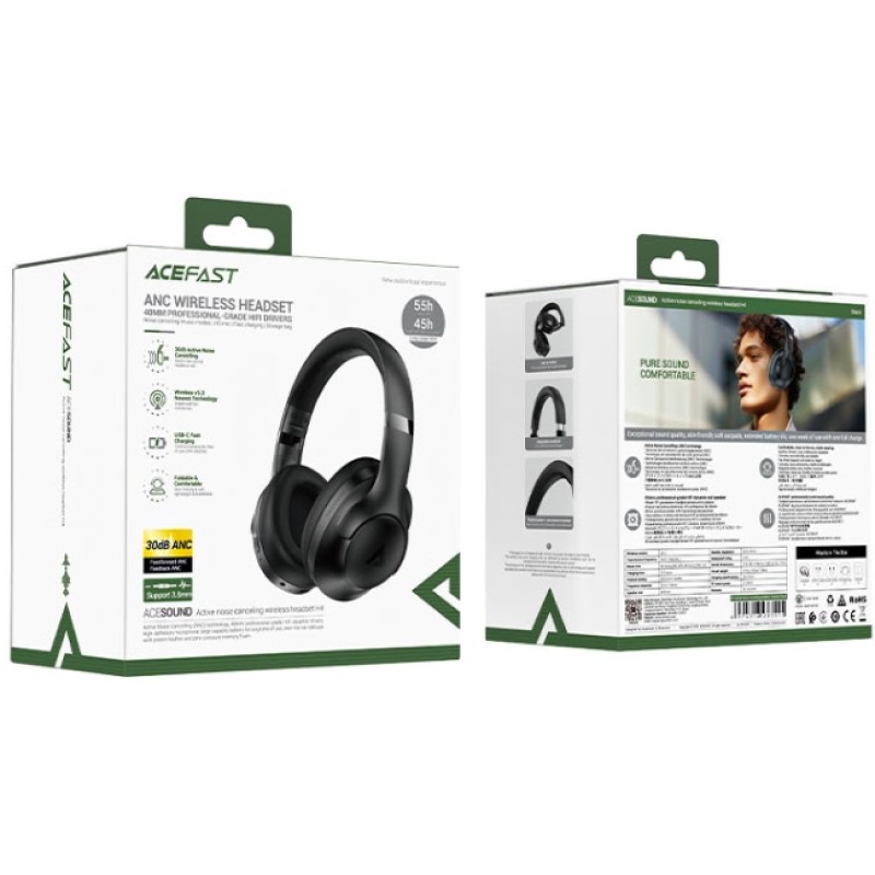 Гарнітура Acefast H4 ANC, Bluetooth, Black
