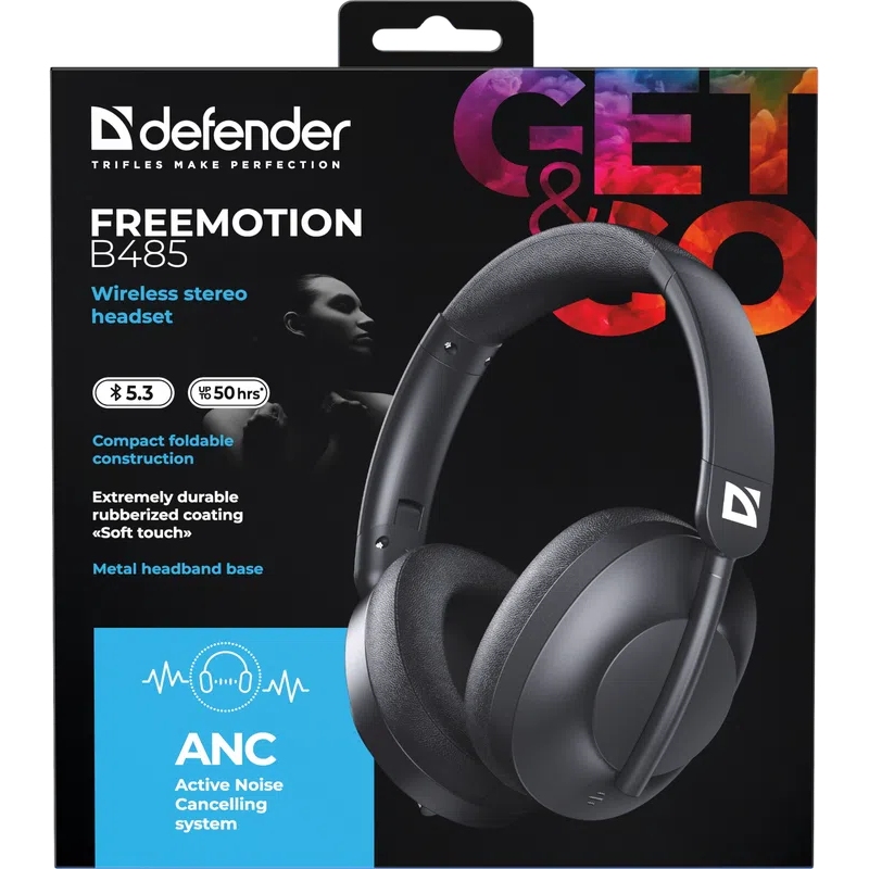 Гарнітура Defender FreeMotion B485 Bluetooth, ANC, чорна