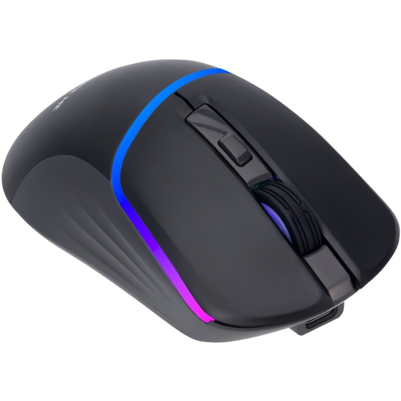 Мишка XTRIKE ME GW-322, ігрова, бездротова Bluetooth+2.4G, 3200dpi., 6кн., LED град.7кольорів, чорна