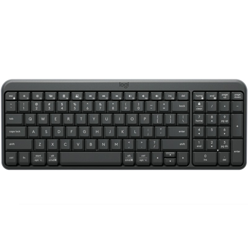 Клавіатура бездротова LOGITECH K250 UKR, 2.4GHZ/BT, Graphite