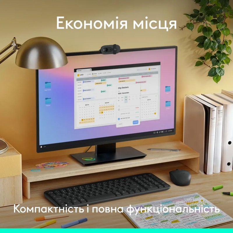 Клавіатура бездротова LOGITECH K250 UKR, 2.4GHZ/BT, Graphite