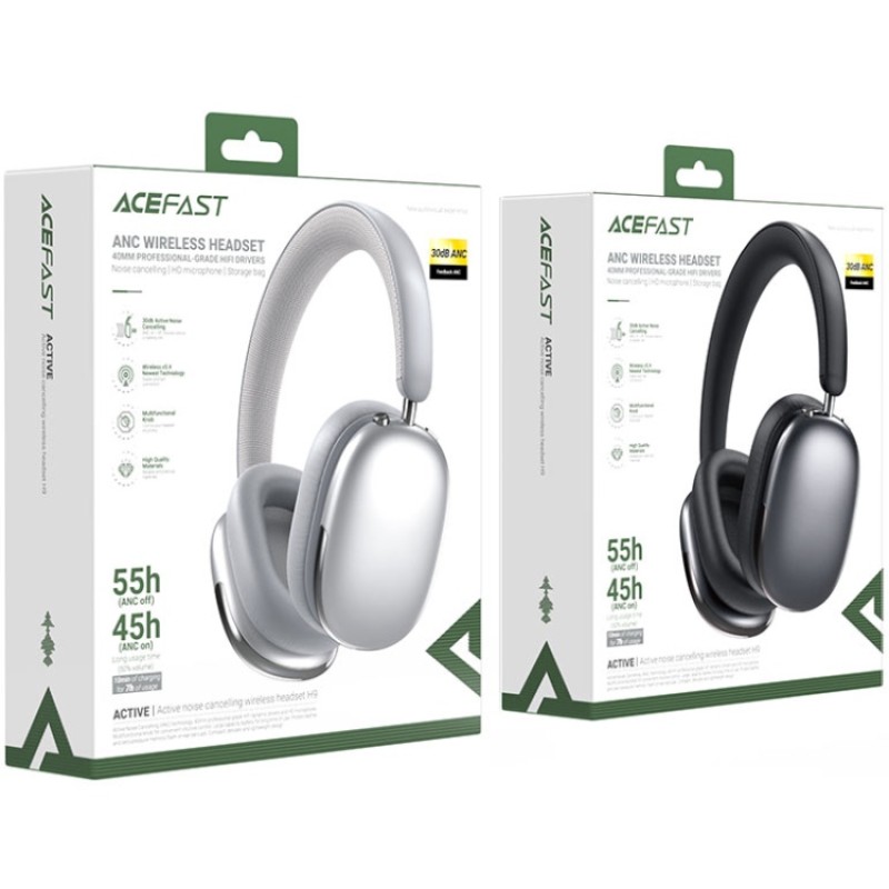Гарнітура Acefast H9 ANC, Bluetooth, Silver Гарнітура Acefast H9 ANC, Bluetooth, Silver