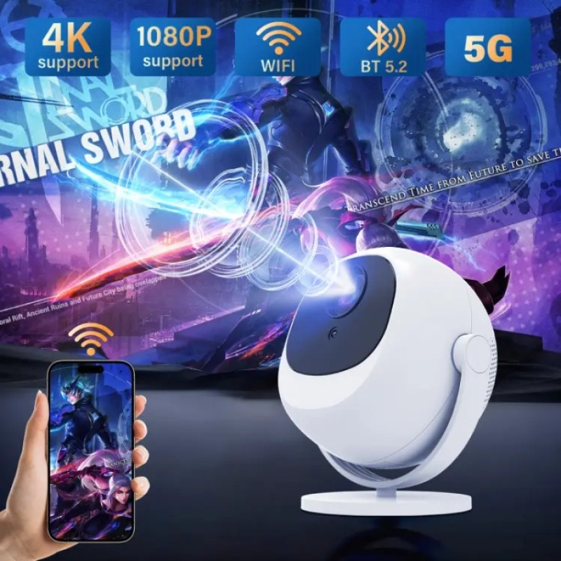 Проєктор H96 MAX BL360 LED LCD HD 200AL 16:9 H713 1G/8G Android 11.0 HDMI WiFi BT біло-чорний