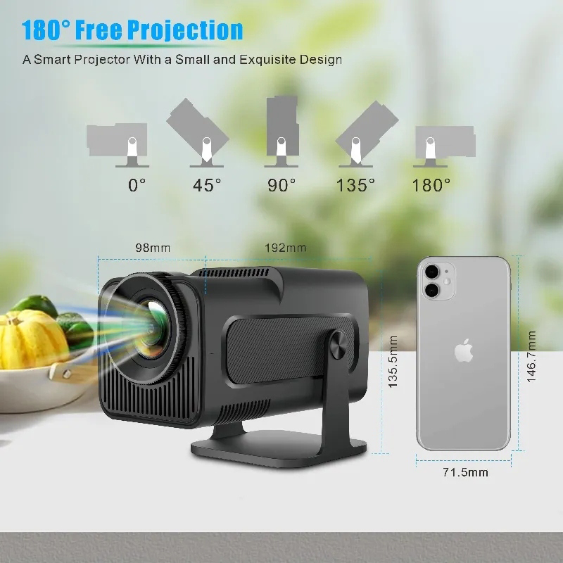 Проєктор AGN HY320 LED projector FullHD 300AL 16:9 H726 1G/8G Android 14 HDMI WiFi BT сірий