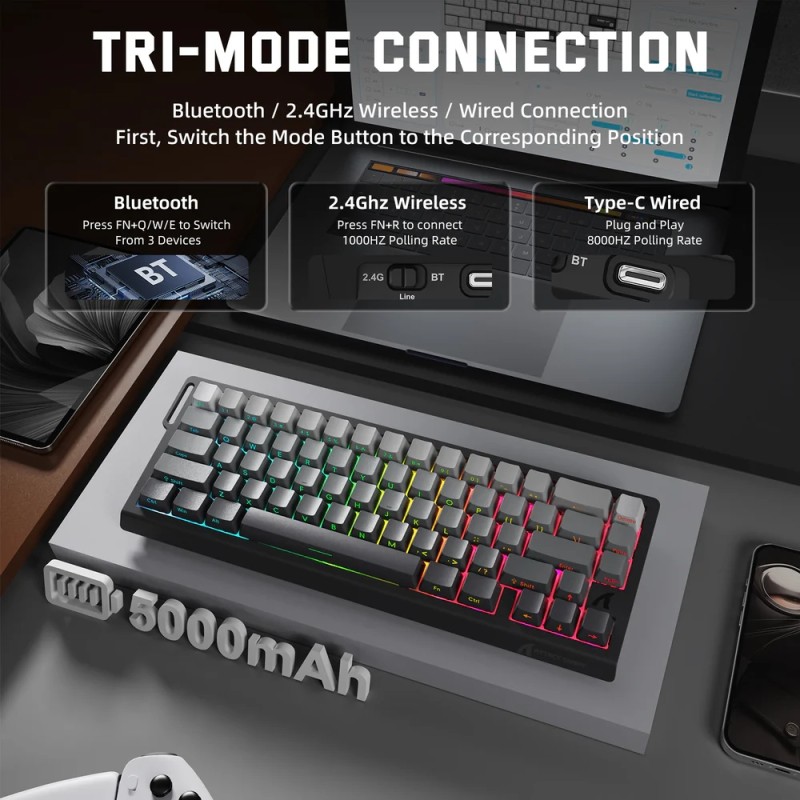 Клавіатура ігрова магнітна Attack Shark X68 Pro HE 66кл. RGB, Wireless, Moonlit Night