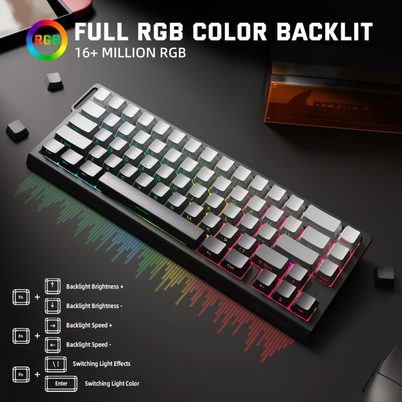 Клавіатура ігрова магнітна Attack Shark X68 Pro HE 66кл. RGB, Wireless, Moonlit Night