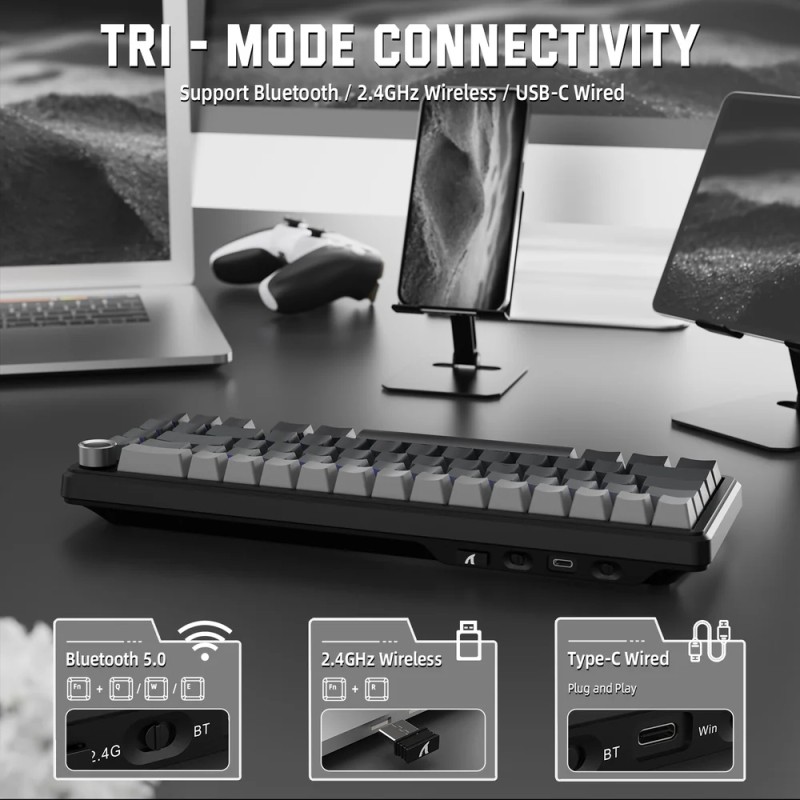 Клавіатура ігрова механічна Attack Shark X66 66кл. RGB, Wireless, Moonlit Night