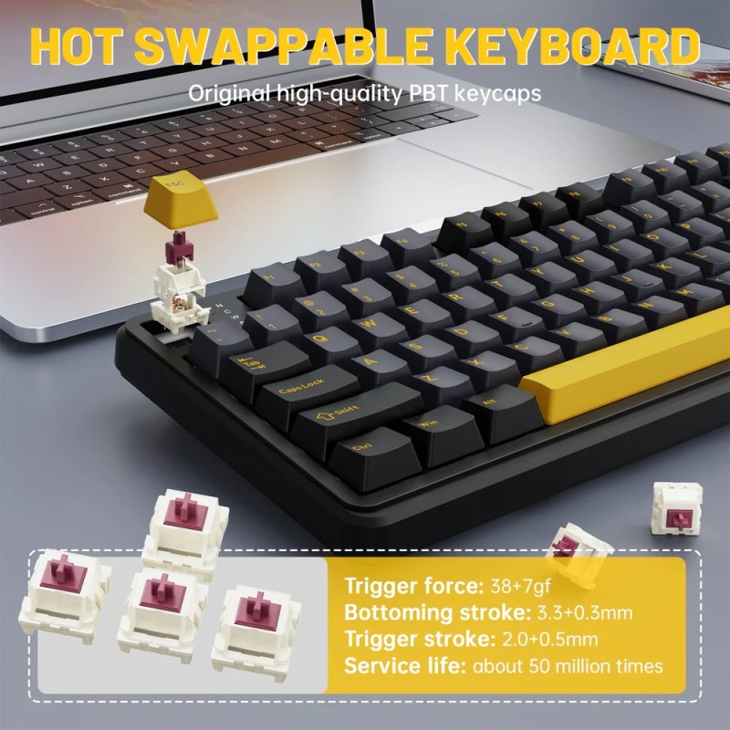 Клавіатура ігрова механічна Attack Shark X98 Pro 99кл. RGB, Wireless, TFT disp., Star Black