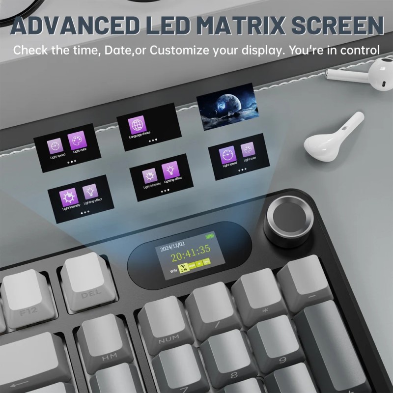 Клавіатура ігрова механічна Attack Shark X98 Pro 99кл. RGB, Wireless, TFT disp., Moonlit Night