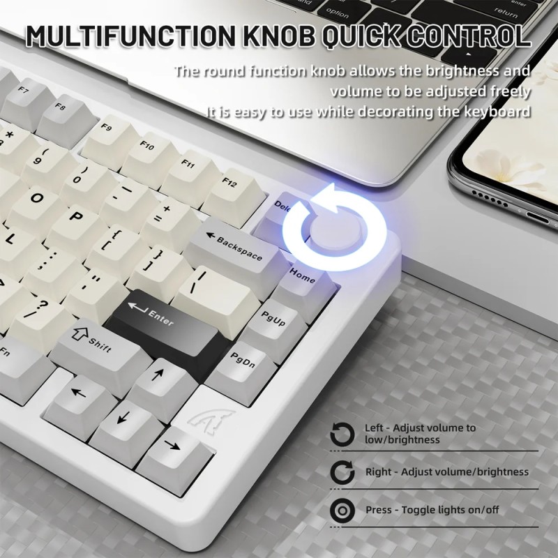 Клавіатура ігрова механічна Attack Shark X86 82кл.RGB,Wireless,Matcha Switch, Starlight White