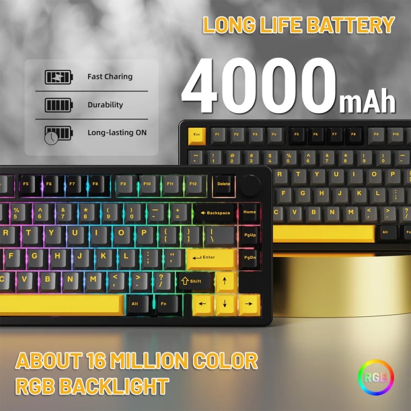 Клавіатура ігрова механічна Attack Shark X86 82кл. RGB, Wireless, Matcha Switch, Star Black