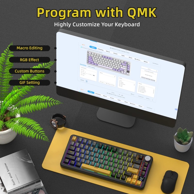 Клавіатура ігрова механічна Attack Shark X85PRO 82кл. RGB, Wireless, Star Black Клавіатура ігрова механічна Attack Shark X85PRO 82кл. RGB, Wireless, Star Black