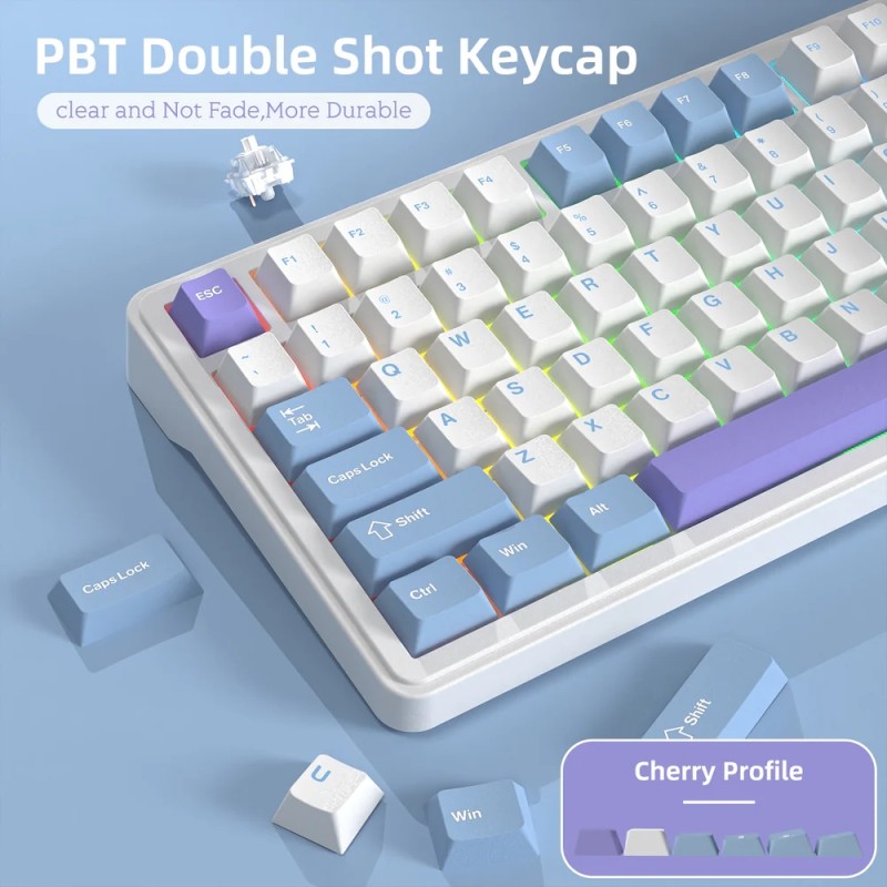 Клавіатура ігрова механічна Attack Shark X85 82кл.RGB,Wireless,White Jade перемикачі,Starlight White