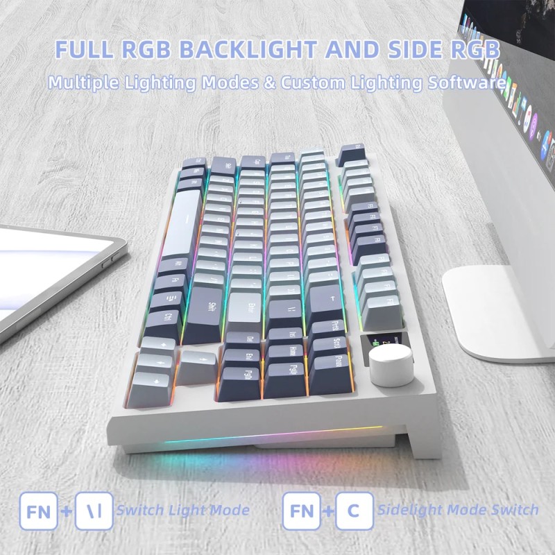 Клавіатура ігрова механічна Attack Shark K86 87кл.RGB,Wireless, Blue Whale перемикачі,Moonlit Night Клавіатура ігрова механічна Attack Shark K86 87кл.RGB,Wireless, Blue Whale перемикачі,Moonlit Night