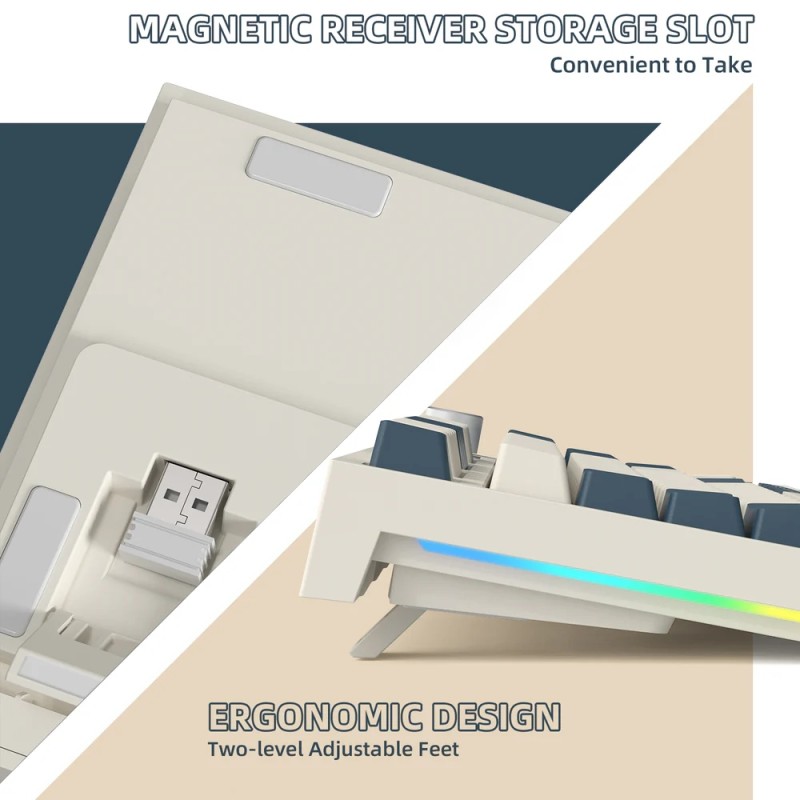 Клавіатура ігрова механічна Attack Shark K86 87кл.RGB, Wireless, TFT disp, Blue Whale Switch